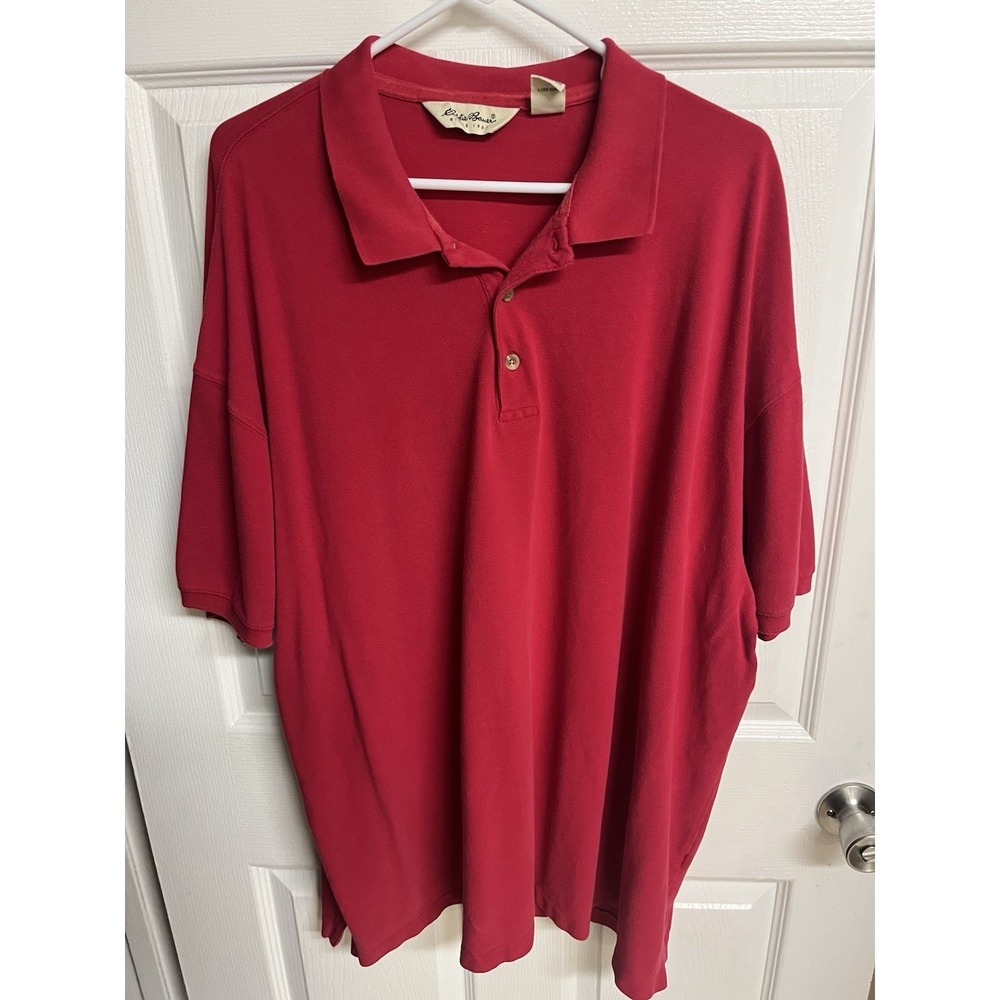 Eddie Bauer Men's XXXL Red Short Sleeve Polo Shirt 100% Cotton